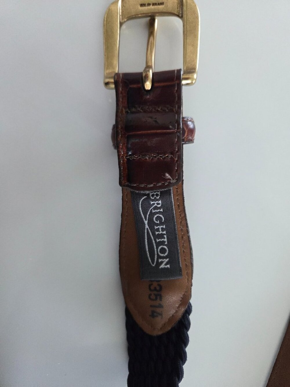 Brighton Navy Braided Belt 38